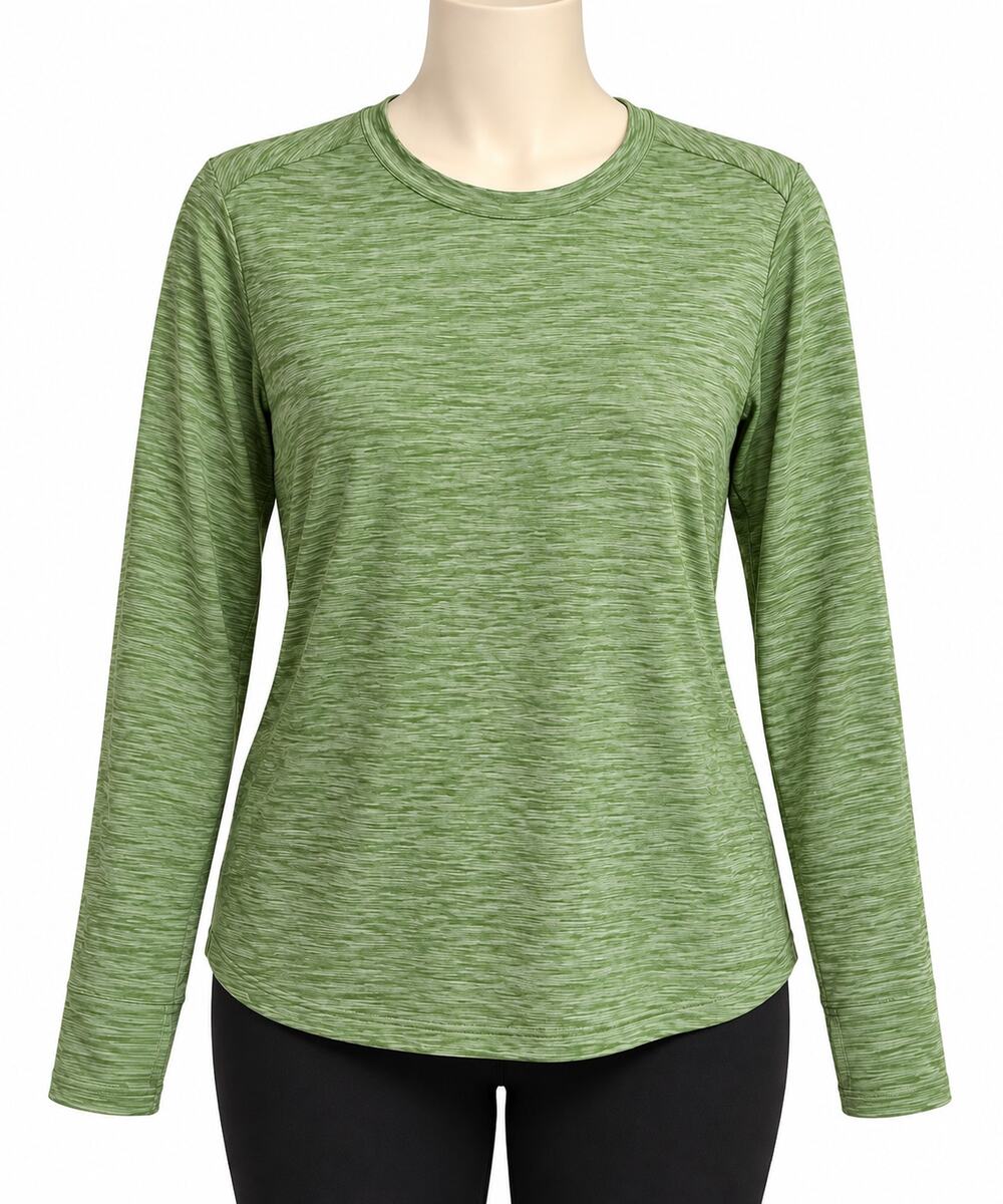 All in Motion Women's XL Green Space Dye Long Sleeve Athletic Workout Top